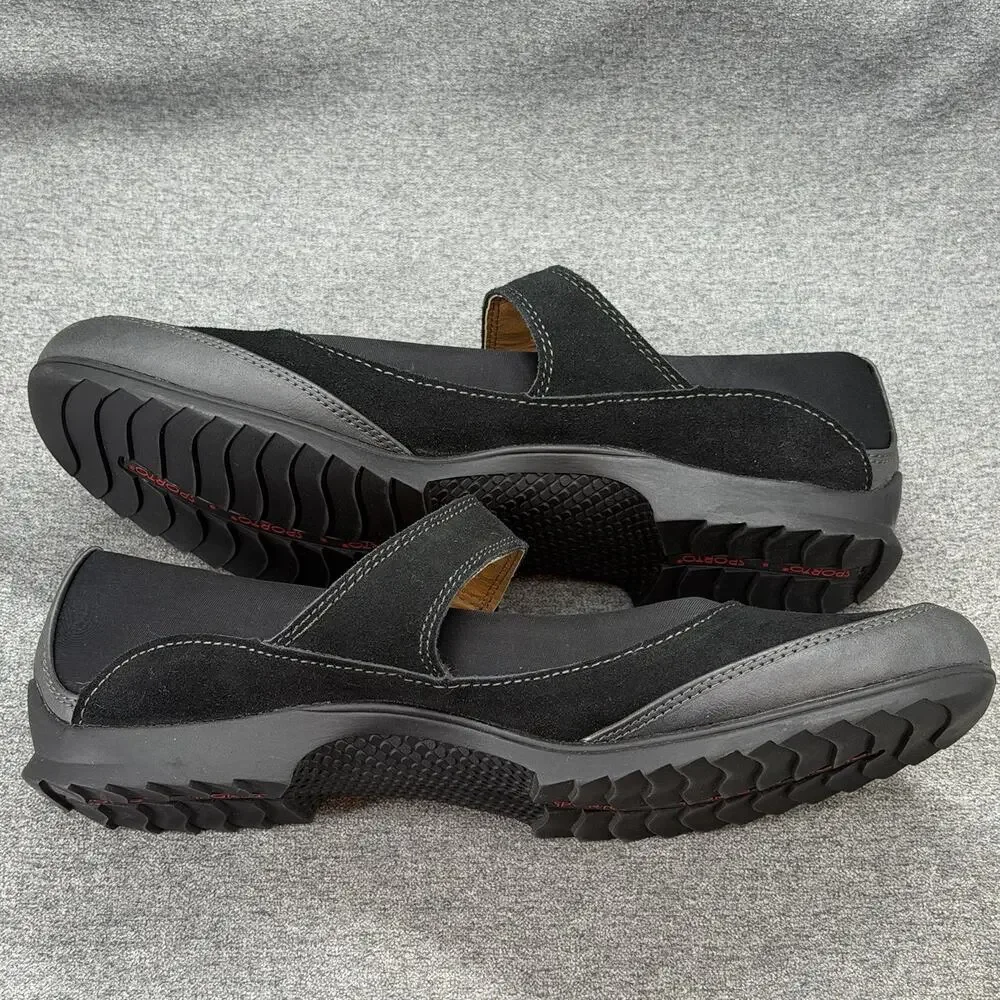 Sporto Jenna Black Leather Mary Jane Shoes Size 9.5 Comfort Sporty Flats